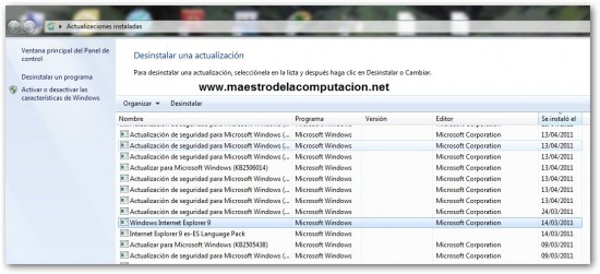 Desintalar Internet Explorer 9 - Como desinstalar Internet Explorer 9